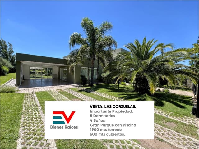 VENTA. COUNTRY LAS CORZUELAS. IMPORTANTE PROPIEDAD 600 MTS CUB 1900 MTS TERRENO. TITULOS PERFECTOS