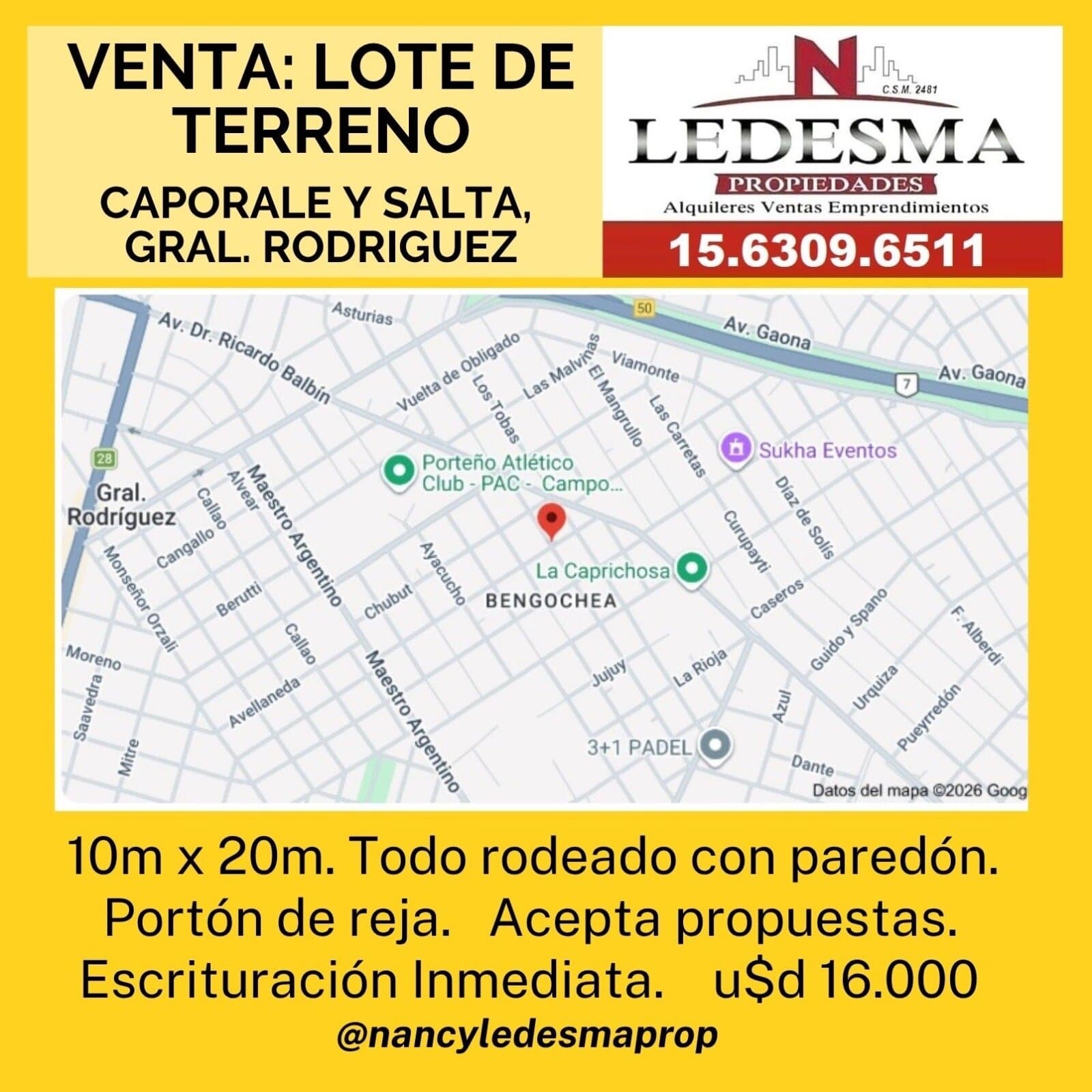 U$d 16.000 oportunidad Lote Gral Rodriguez — foto 2
